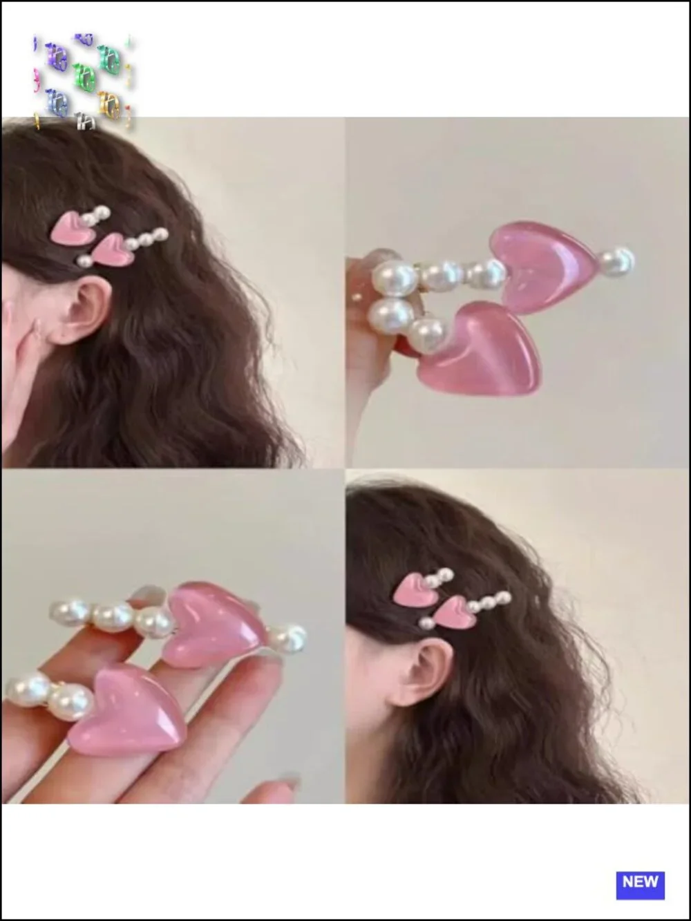 4pcs Pearl Heart Hair Clips Set - Classic Alligator Clip Hair Accessories
